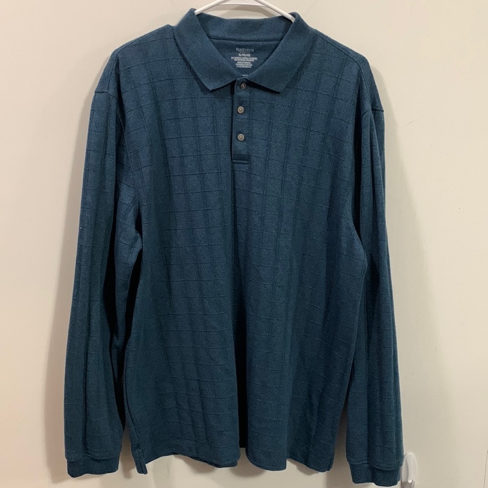VanHeusen  polo shirt Size XL very good condition long sleeve blue/gray